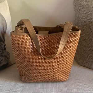 Kate Landry Straw and Leather Purse